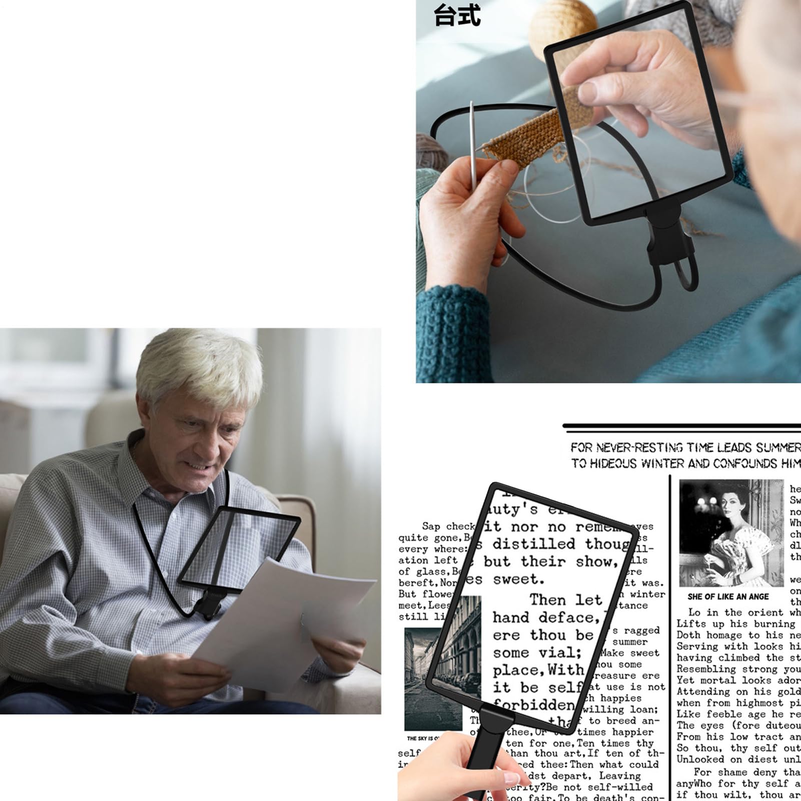 Lente d'ingrandimento per collo, lente d'ingrandimento in per lettura 3X, mani flessibili indossabili, ideale per anziani con lavoro basso e ravvicinato, cucito, lettura e riparazioni di