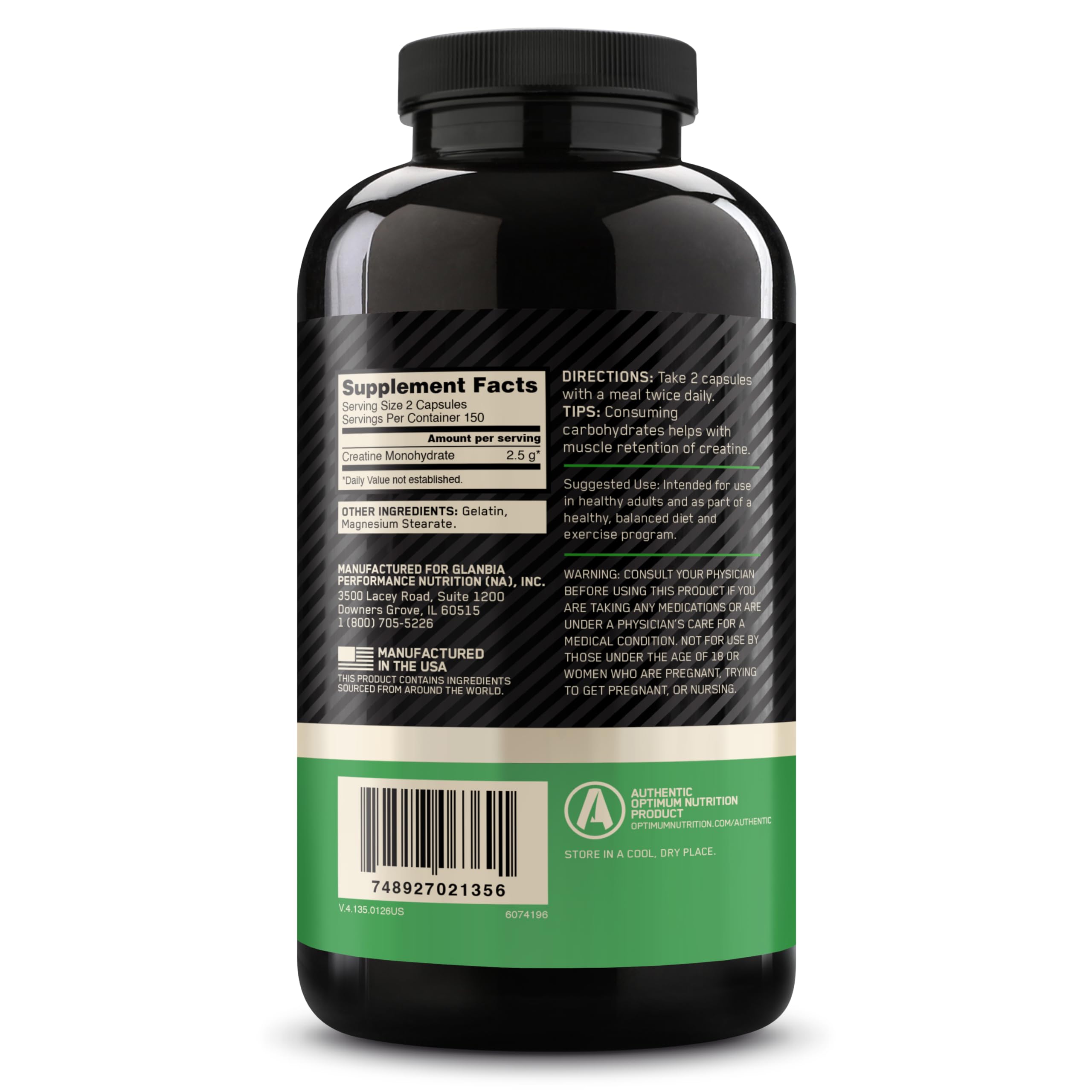 Optimum Nutrition Micronized Creatine Monohydrate Capsules, 300 Ct — Amazon image 10