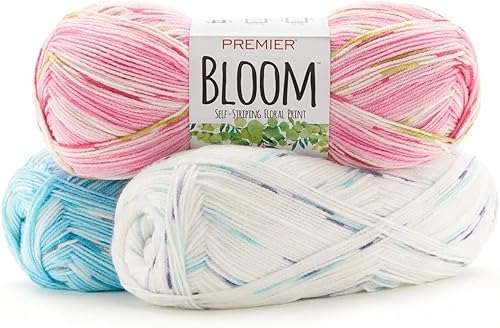 Miniatura 3 de Premier Yarns Bloom DK - Hilo de peso, hilo autofregado para tejer y tejer, Sweet Pea, 7 onzas, 656 yardas