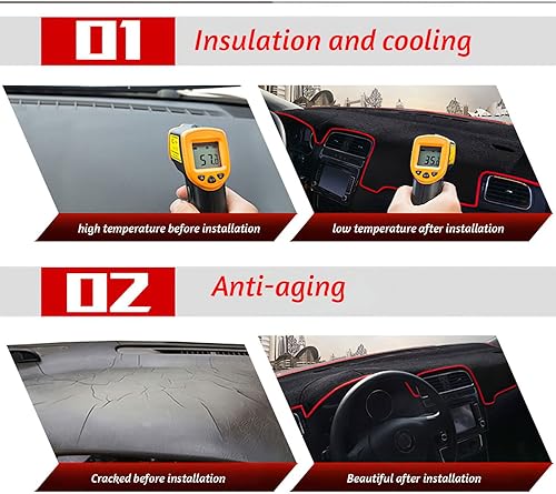 Miniatura 6 de Fundas de tablero para Dodge Journey 2011-2020, sin olor, alfombrilla antideslizante para salpicadero, cubiertas interiores, color rojo