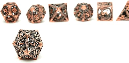 Miniatura 6 de DND - Juego de dados de metal, dados poliédricos para juegos de rol, juego de dados poliédricos huecos D20 para juegos de rol Dungeons and Dragons