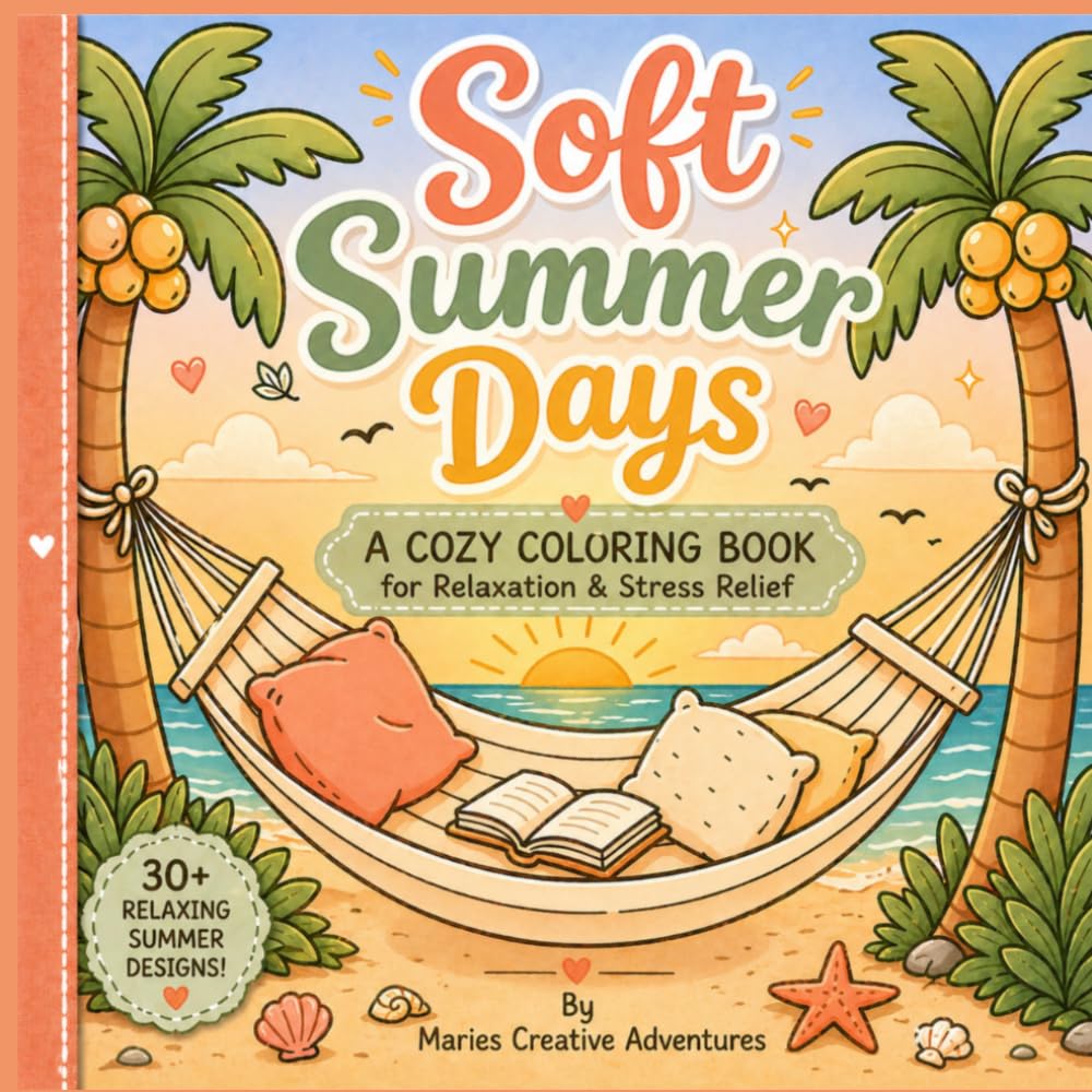 Soft Summer Days: A Cozy Coloring Book for Relaxation, Stress Relief, and Mindful Summer Moments