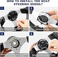 Vista 3 de Adaptador de volante marino de eje de 12.5 pulgadas, 3/4 pulgadas, volante de fibra de carbono antideslizante para barcos, yates, botes pontón, Negro