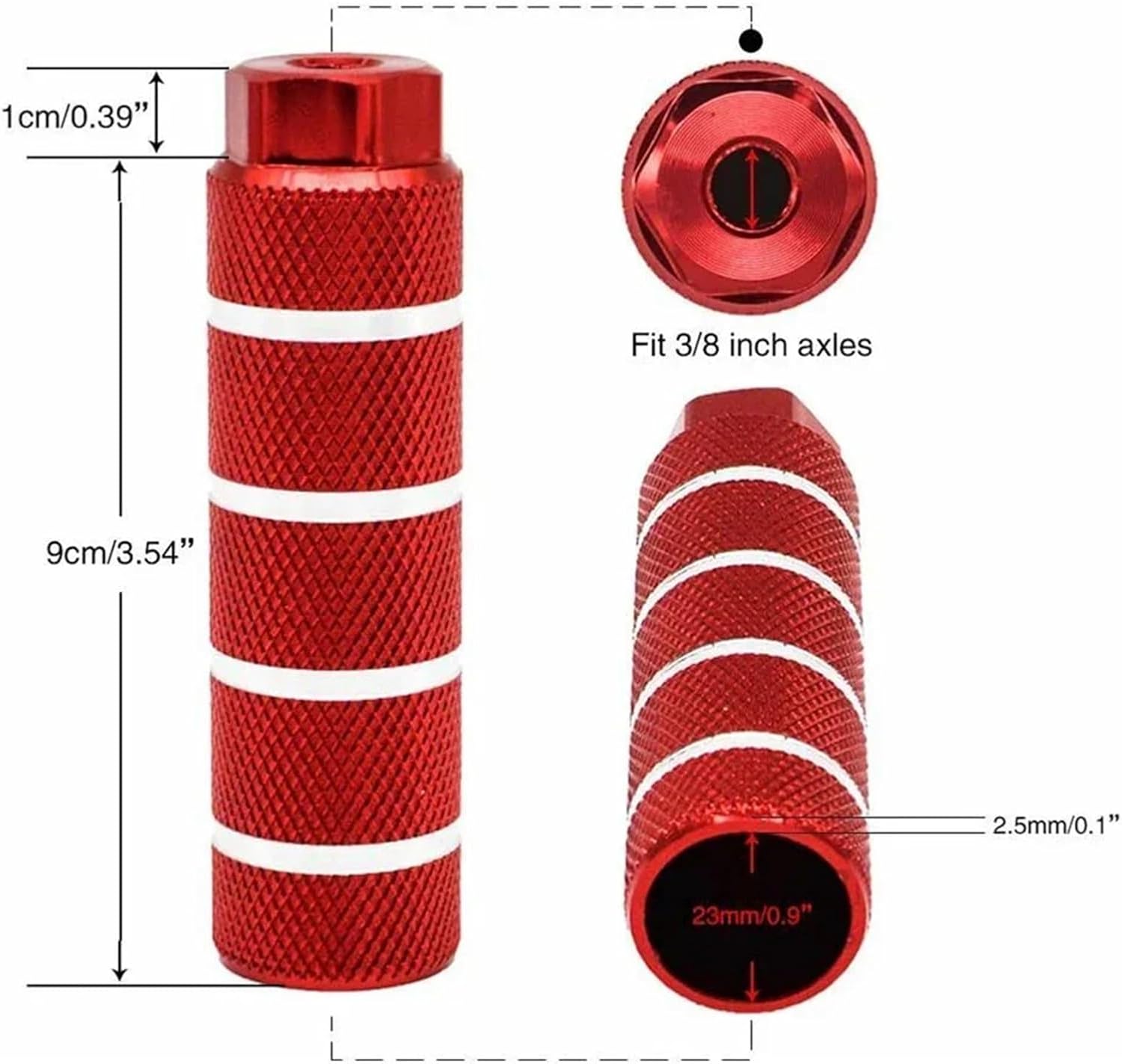 Bike Pegs 4 Pair Bike Pegs Aluminum Alloy Anti Skid Foot For BMX Fit 3/8 Inch Axles(Green)