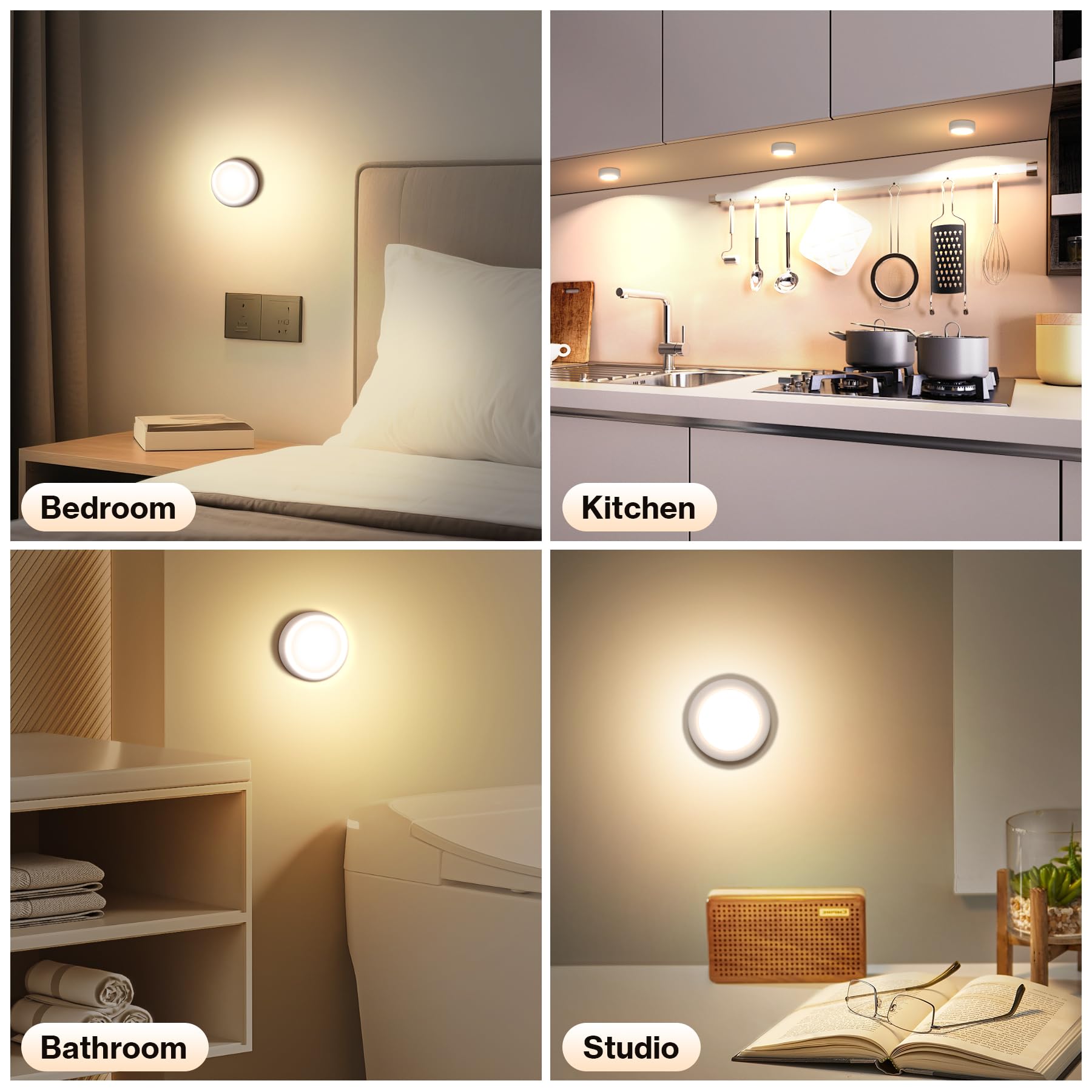 Cadrim 13 colori RGB per armadi, 6 faretti LED RGB alimentati a batteria con telecomando, senza fili con batteria, illuminazione a LED per armadi, guardaroba (6)