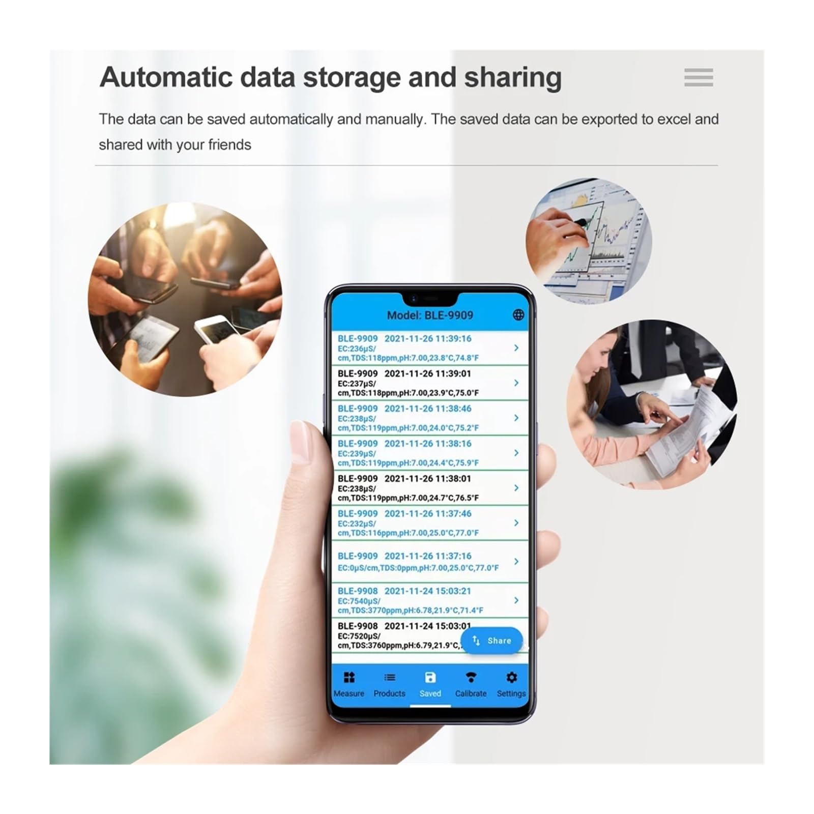 Bluetooth 5/2 w 1 PH/EC/TDS/Salinity/TEMP Meter Smart Online Monitor APP Control dla akwariów Pool Water Quality Tool, Szybka reakcja