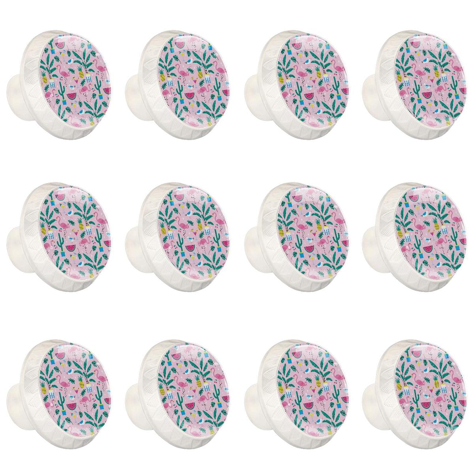 Boutons d'armoires de cuisine ronds à motif pastel pour ouverture facile de tiroir 12PCS