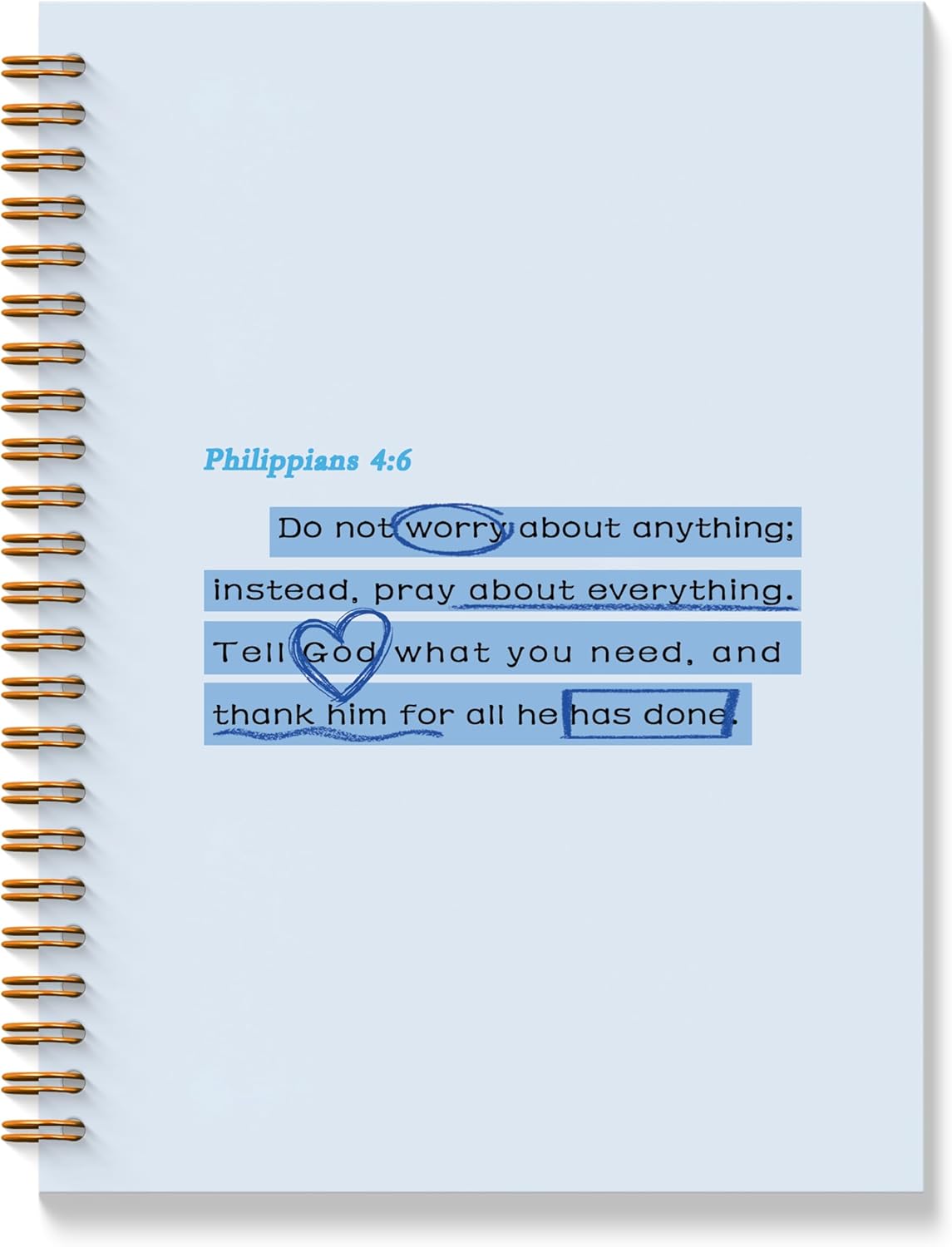 Blue Bible Verse Notebook - Blue Christian Journal, Preppy Christian Spiral Notebooks, Blue Prayer Bible School Supplies Notebooks, Preppy Christian Gifts, Coworker Gifts, 5.5x8.3 Inches