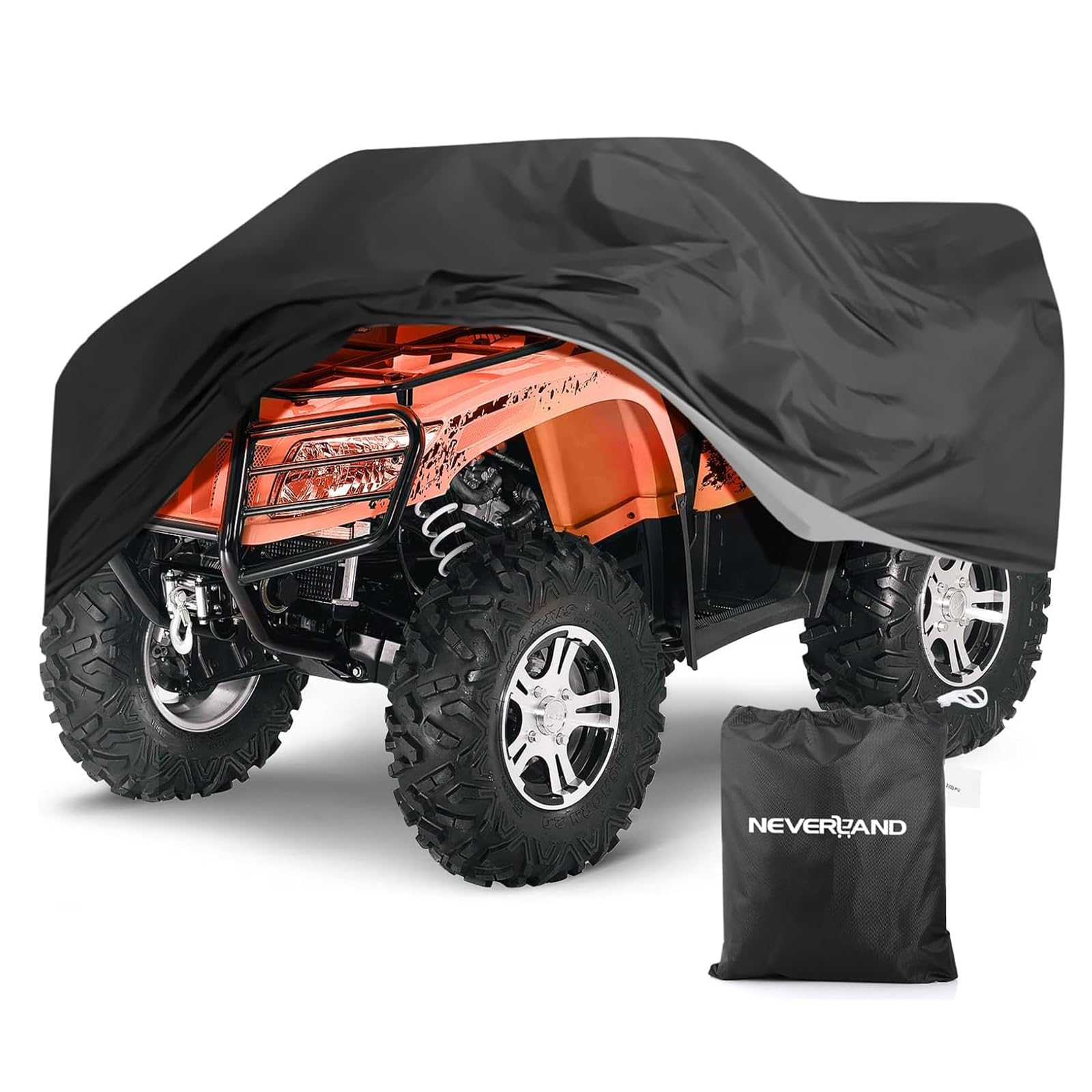 NEVERLAND XL Quad Abdeckplane 210x120x115 cm Orange Wasserdicht UV-Schutz | Reflexstreifen für Sichtbarkeit, winterfest, staubdicht, winddicht mit Schnallen, passend für große ATVs/UTVs, atmungsaktiv