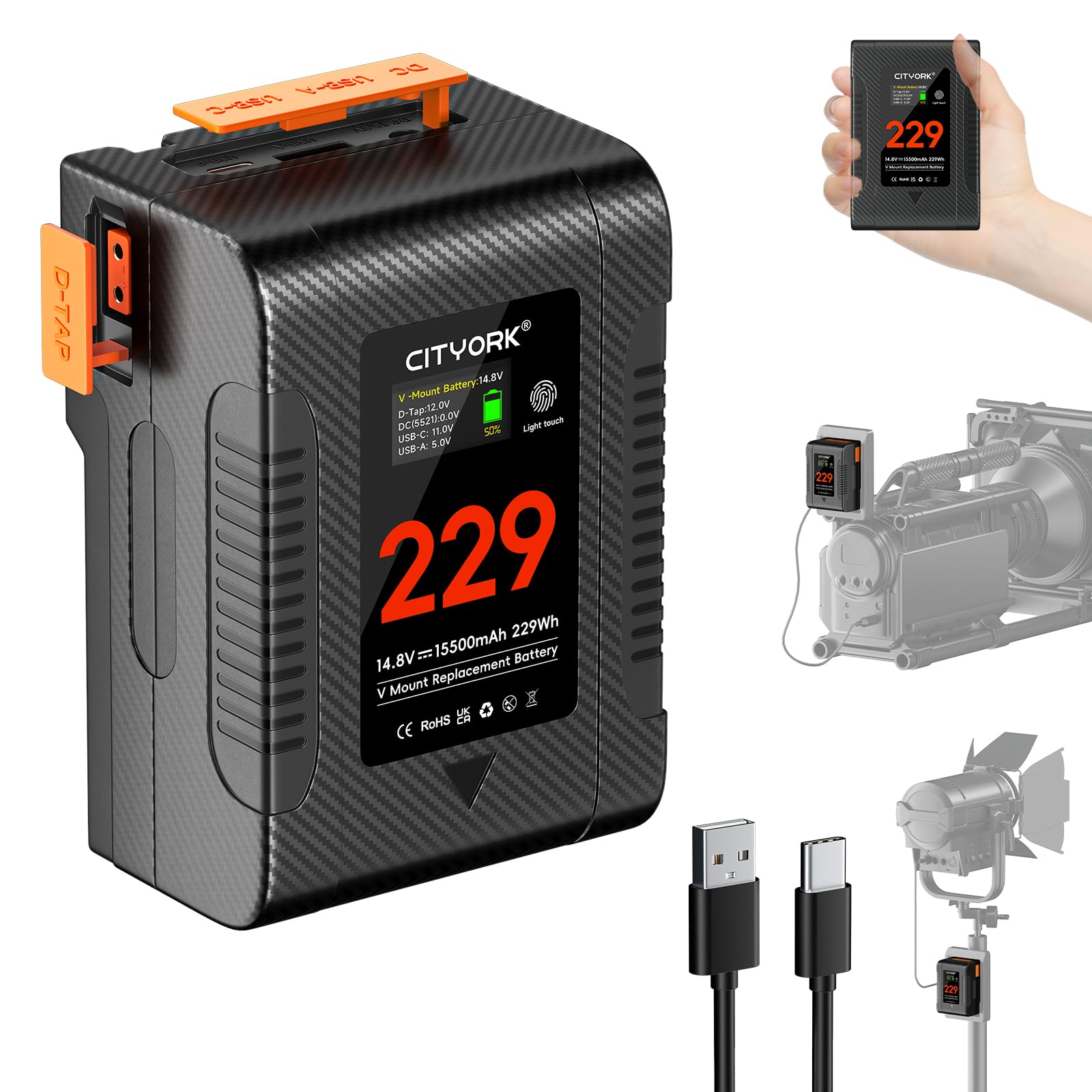 その他 CITVORK V Mount Battery 229Wh Amazon.com: CITYORK Mini V Mount Battery 229Wh/ 15500mAh