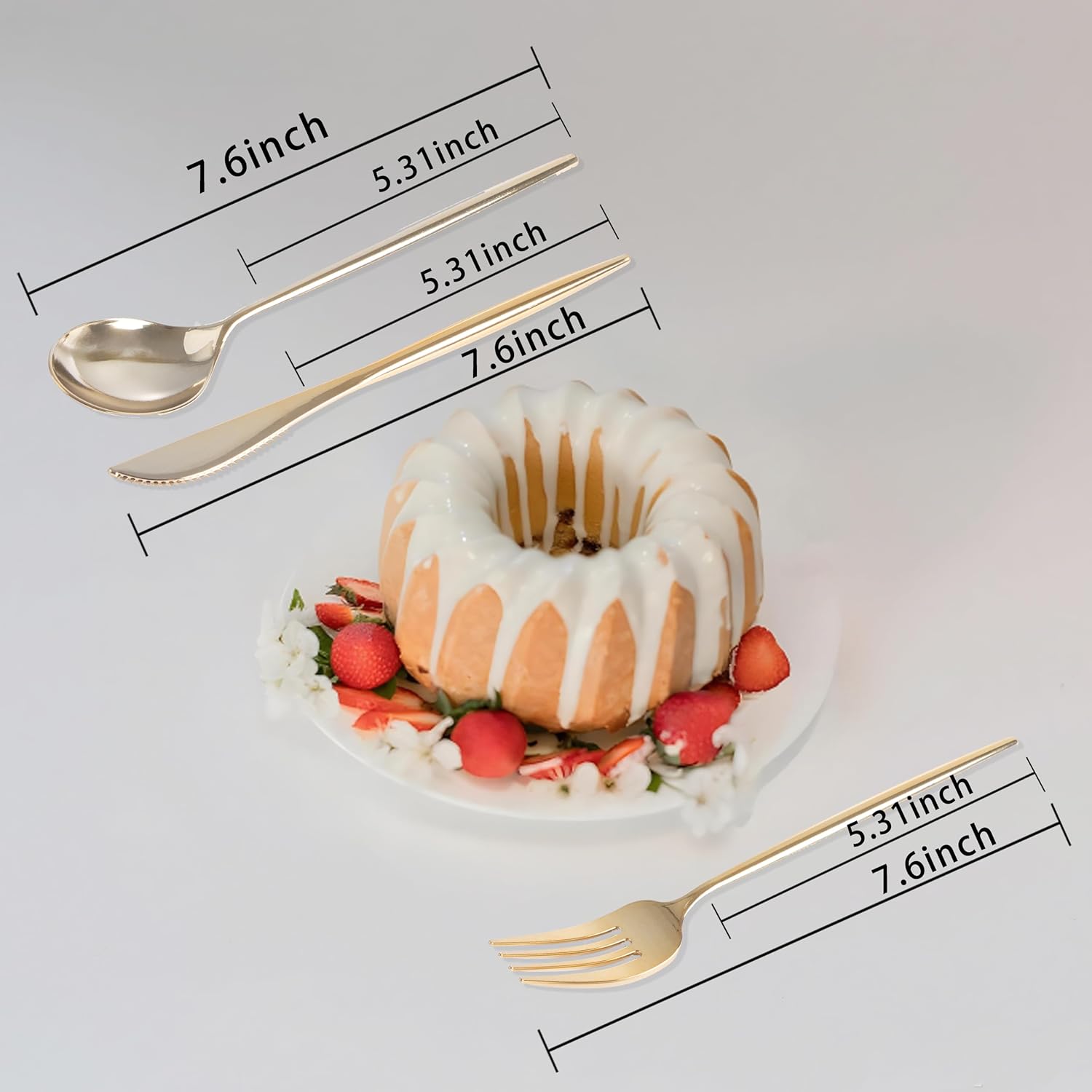 I00000 90 Pcs Gold Plastic Knives,Plastic Silverware, Gold Disposable Utensils, Heavy Duty Disposable Knives Dinnerware Perfect for Parties, Wedding & Dinners