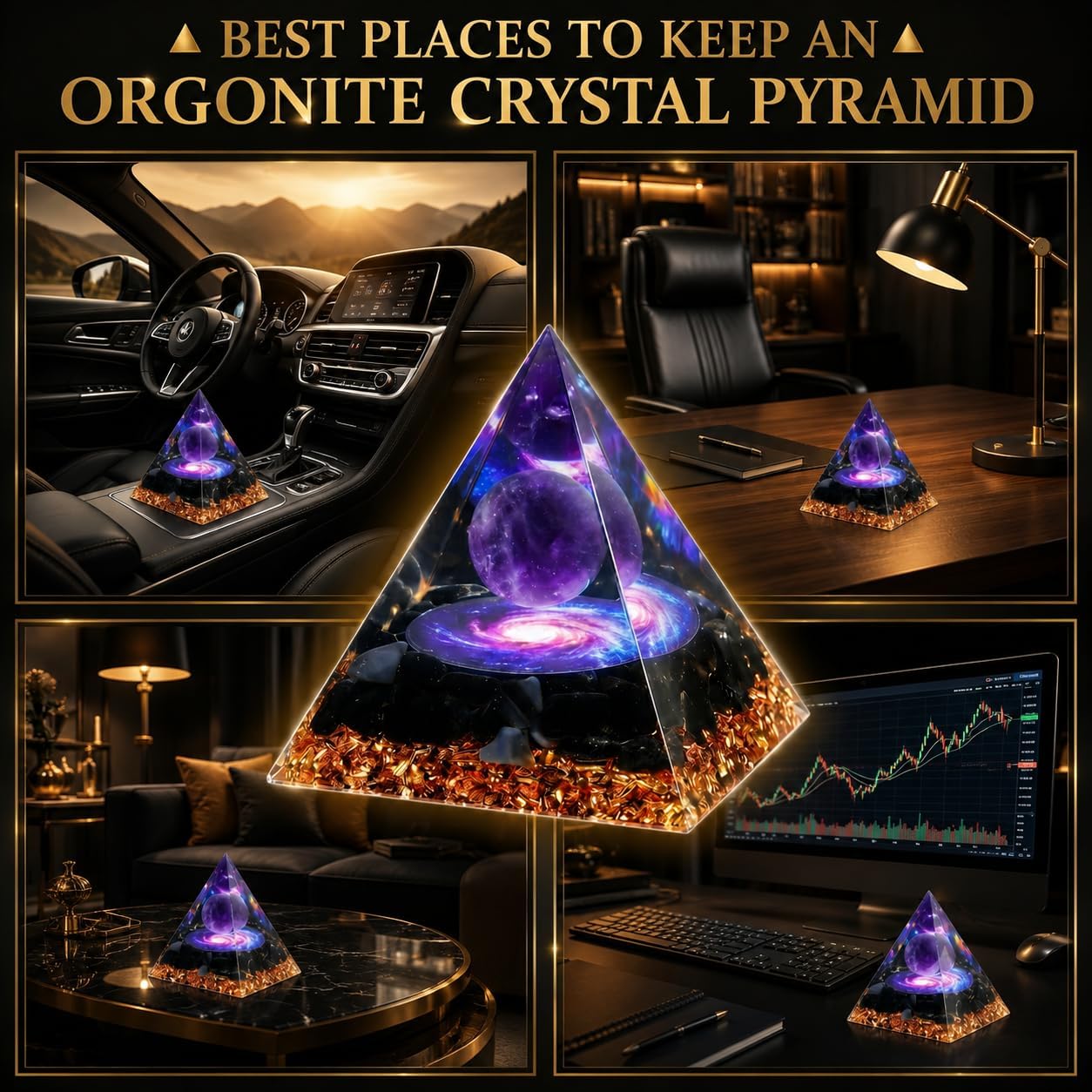Orgone Black Obsidian Pyramid for Protection Handcrafted Orgonite Crystal Pyramid for Energy Balance, Meditation, Home Decor & Chakra Support