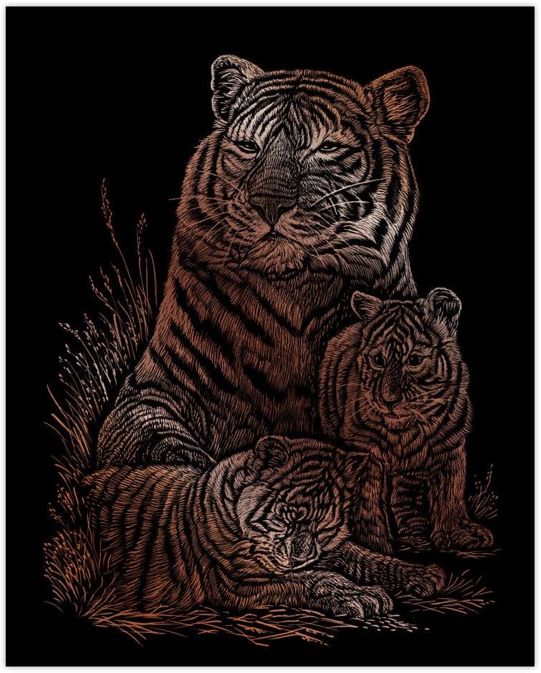 Copper Foil Engraving Art Kit 8"X10" - Tiger & Cubs