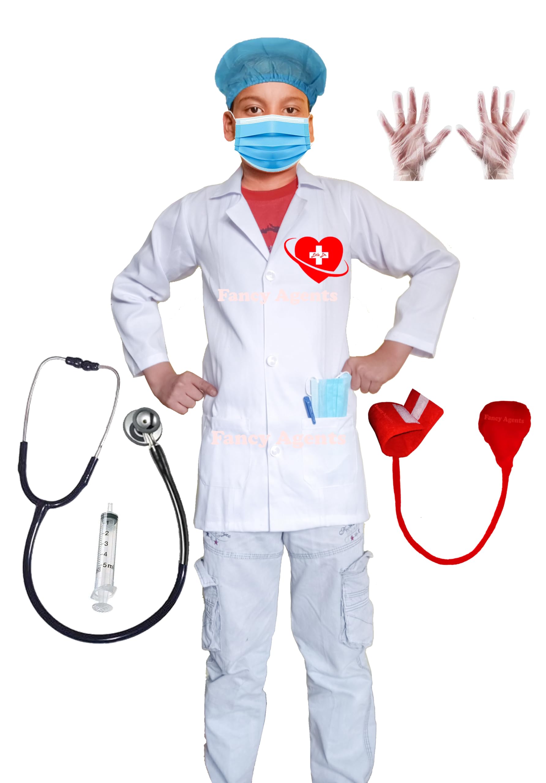 Fancy Agents Doctor and Nurse Costume for kids| Doctor Coat costume for kids| Nurse Costume for Kids| Doctor & Nurse Fancy Dress Costumes for Kids on Role Play (8-10 Years, Heart Sign Doctor) (B0CJ9WX59K) Amazon Price History, Amazon Price Tracker