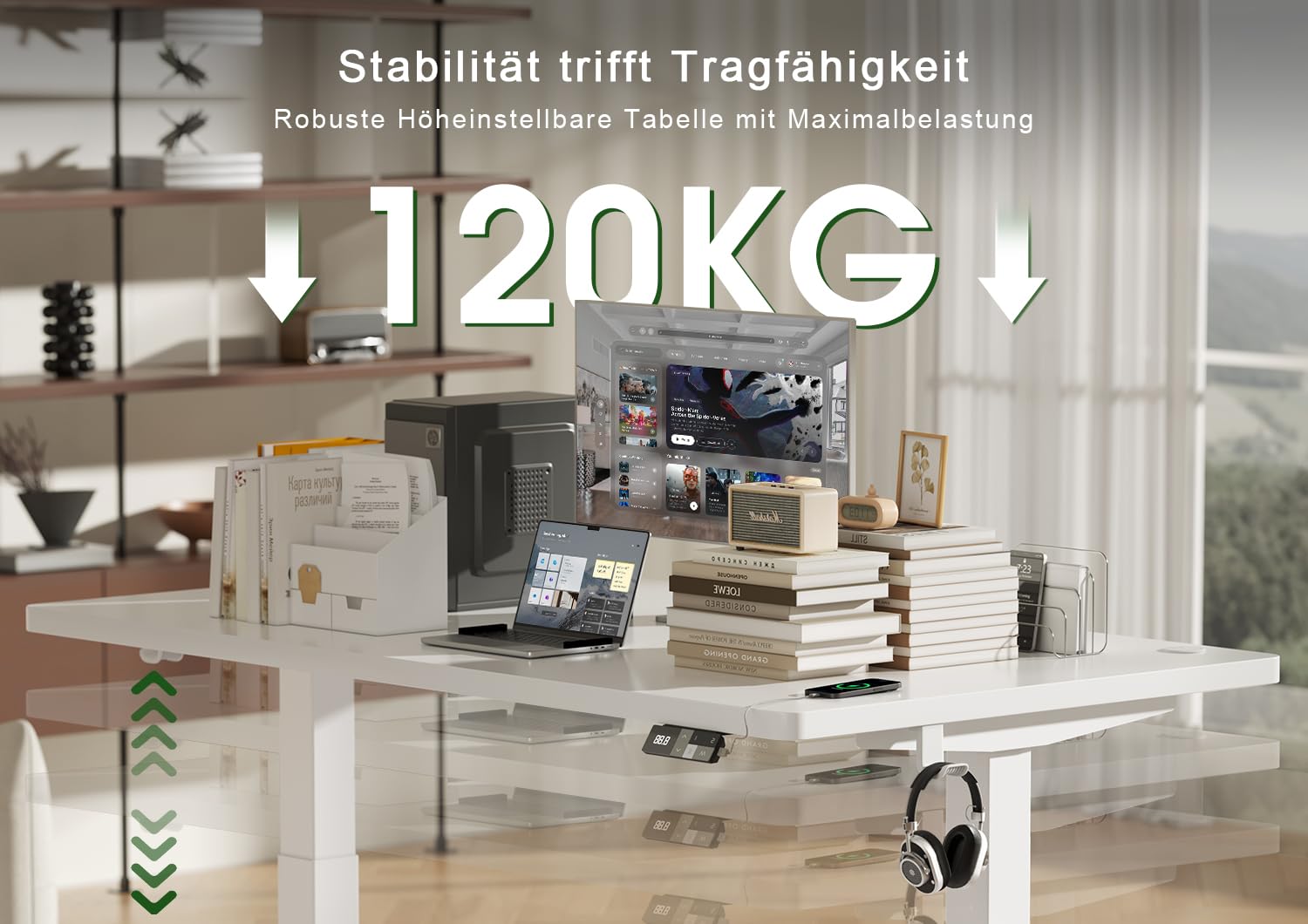 Devoko Höhenverstellbarer Schreibtisch 160x80 cm, 25 mm Starke Tischplatte, Ergonomischer Elektrischer Steh-Sitz Computertisch mit Dualmotor & Memory-Handsteuerung + USB-C für Homeoffice