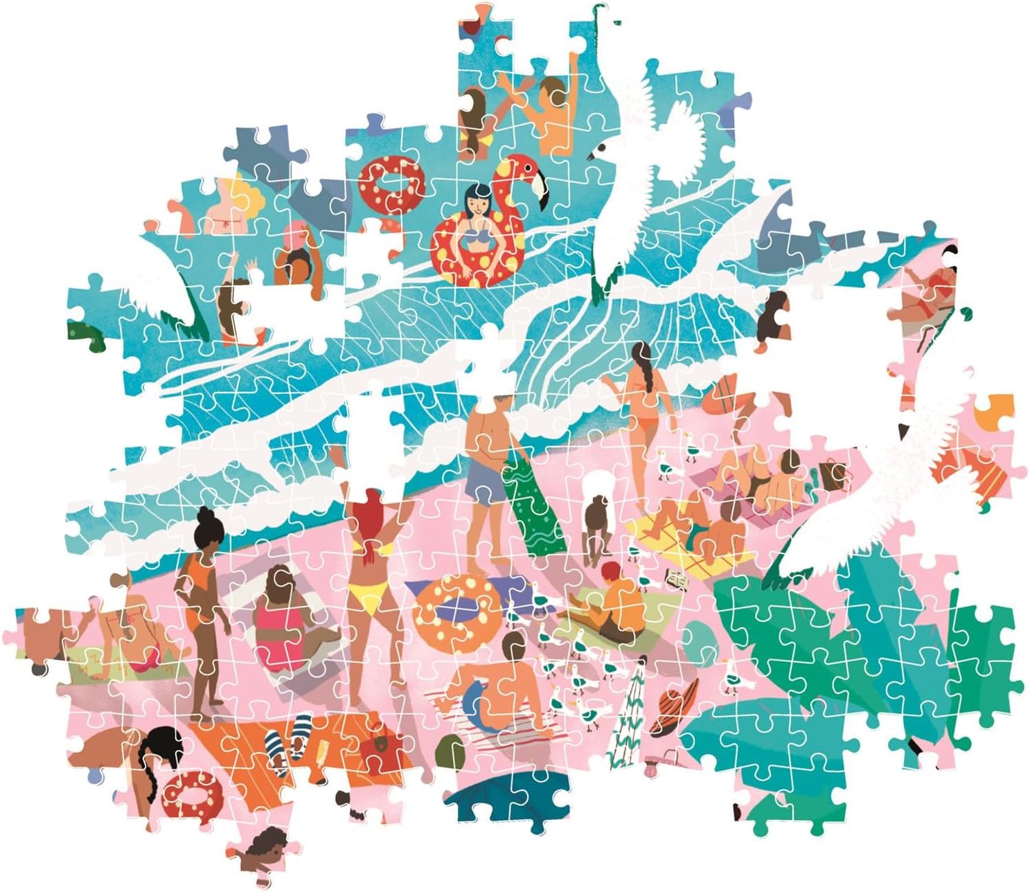 Clementoni Jigsaw Puzzle 1000 Pieces. Sunday at The Beach, Puzzle for Adults 14-99 Years, Compact Box, 39938, Made in Italy