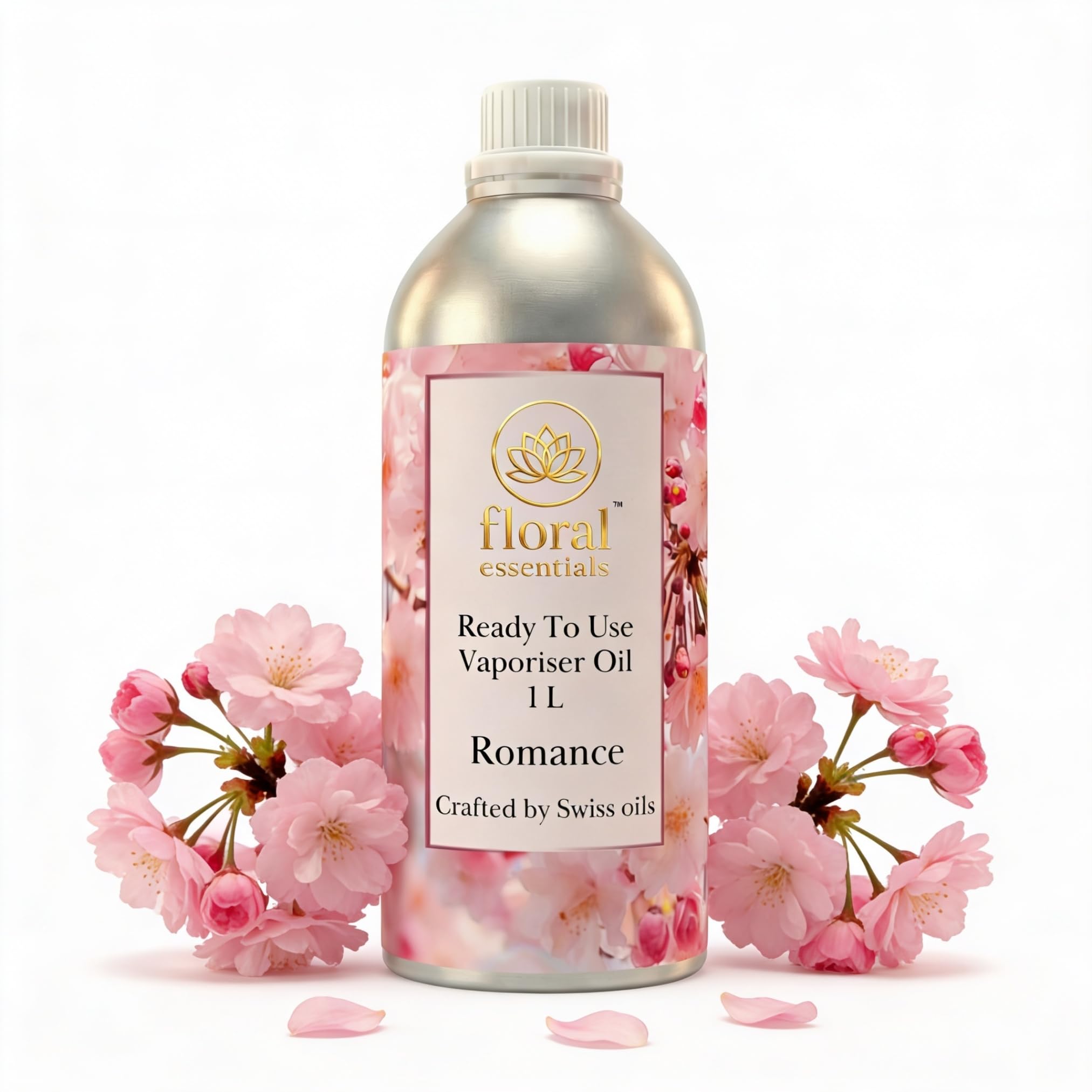 Floral Essentials Romance Vaporiser Oil 1L | Ready to Use Aroma Oil for Electric Vaporizer & Diffuser | Long Lasting Romantic Floral Room Fragrance for Home, Office & Hotel