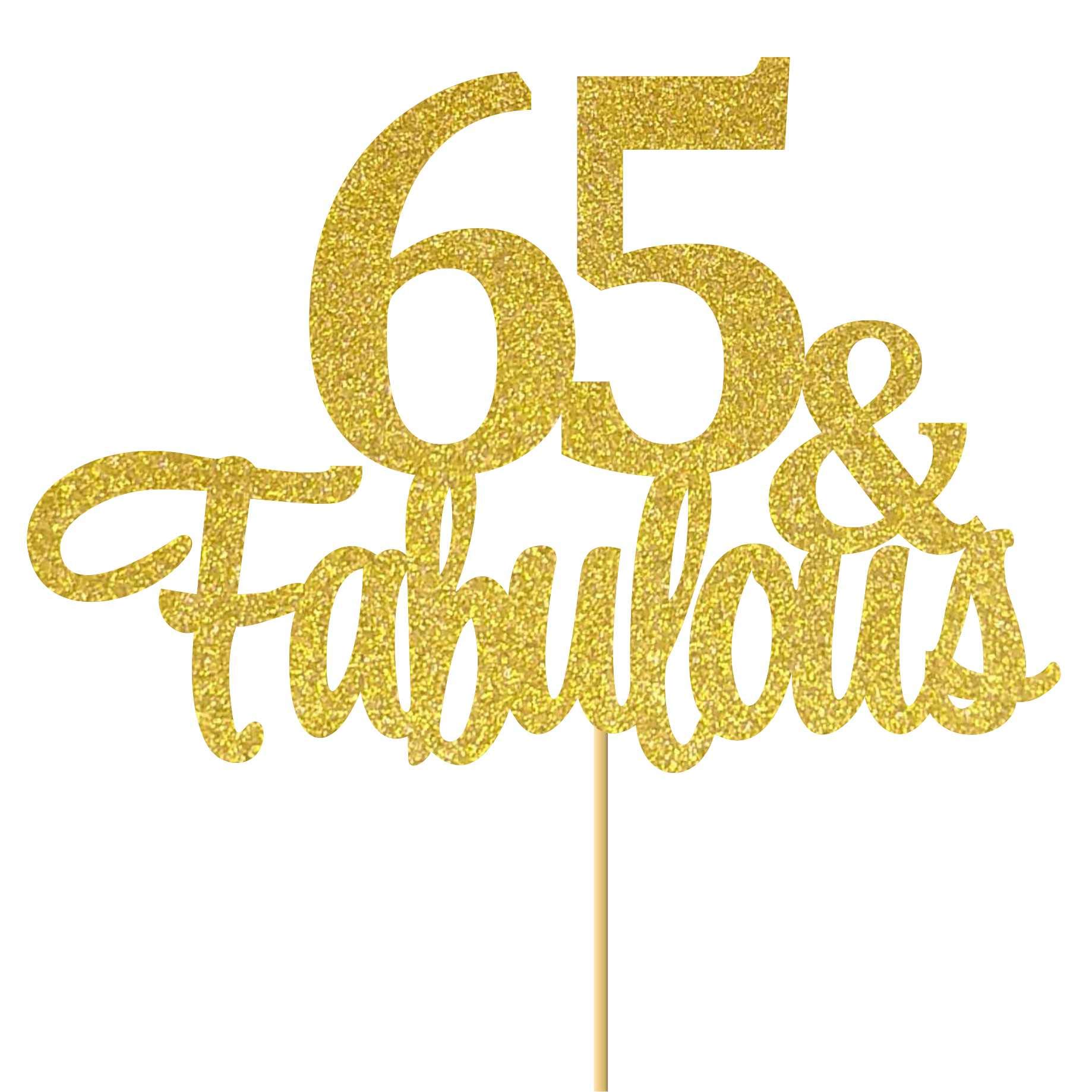 Gold Glitter 60th Birthday Cake Topper - "60 & Fabulous" -13