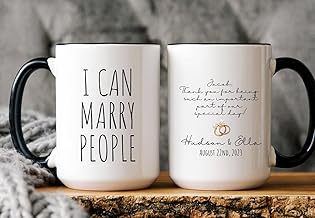 Wedding Officiant Mug Gift from Bride and Groom - Best Officiant Ever Coffee Cup - Thank You Gift for Wedding Day or Proposal - Will You Marry Us Funny Present for Minister or Justice of Peace