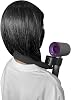 Soporte de cuello universal para secador de pelo. Negro ajustable sin manos para acicalado de mascotas y peinado. Patente profesional 7