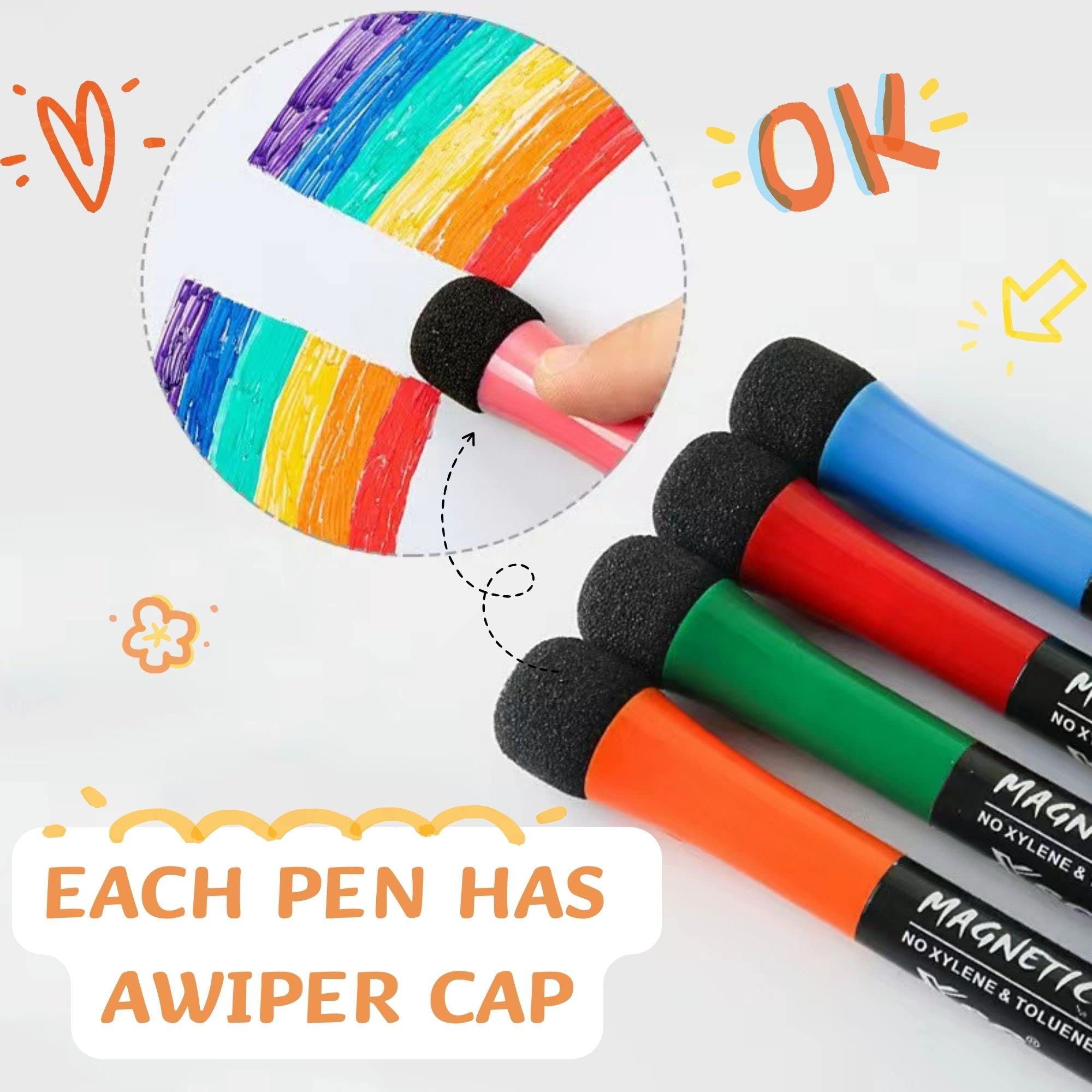 DIGIELE Pennarelli Gesso Liquido Blu, 4 Pezzi Pennarello Blu 6mm E 16 Etichette Adesive Lavagna - Foto 3