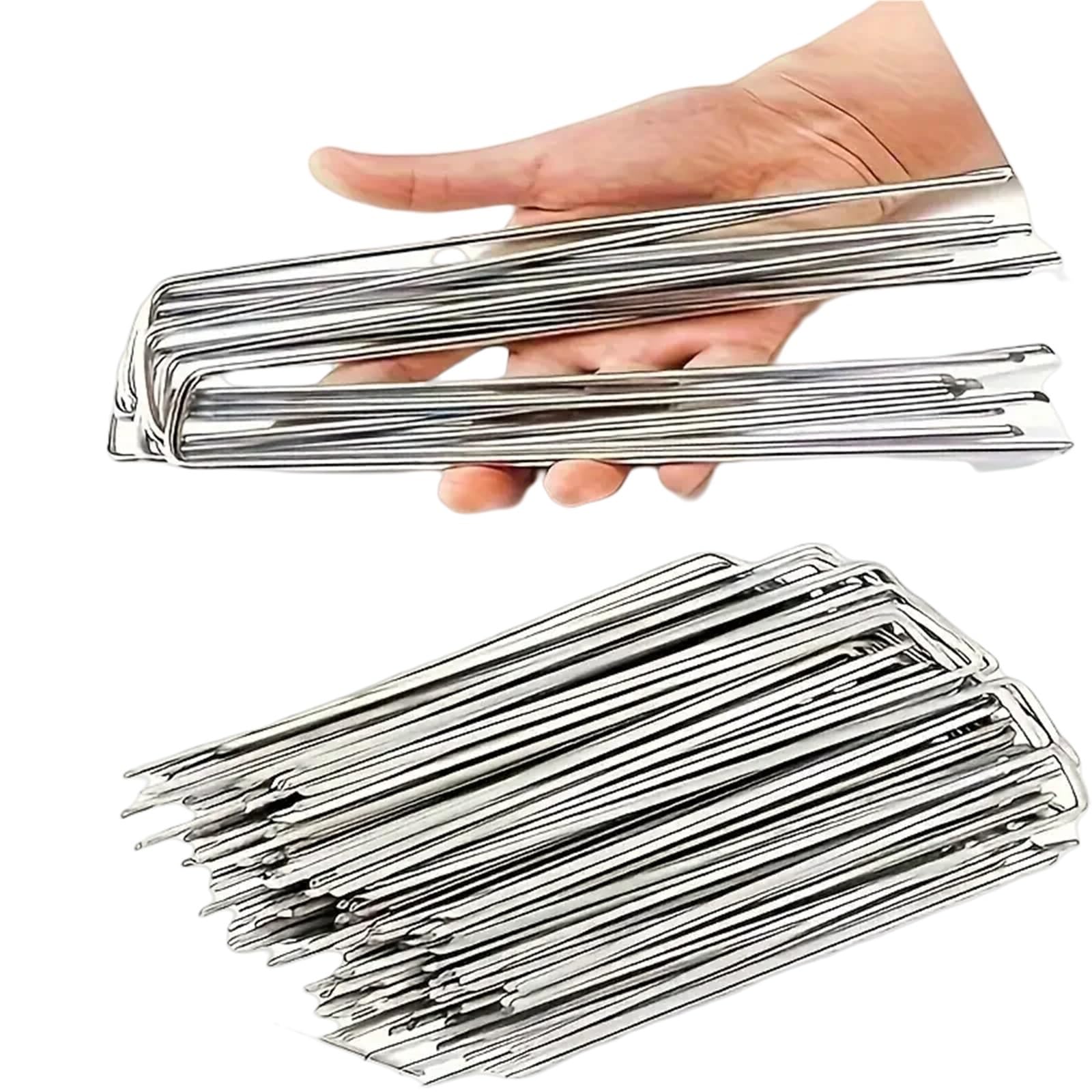 Punti Metallici for Giardinaggio, picchetti da Giardino a Forma di U, for, for Tende Resistenti, Fissaggio for Erbacce per Giardini(Silver-4cmx10cm)