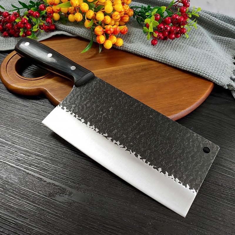 Meat Cleaver,Cleaver Knife 8.3 Inch Kitchen Butcher Knife Handmade Forged Stainless Steel Bone Chopping Knife Meat Vegetables Slicing Cleaver Chef Knife Tools, LAMAJIGA5844