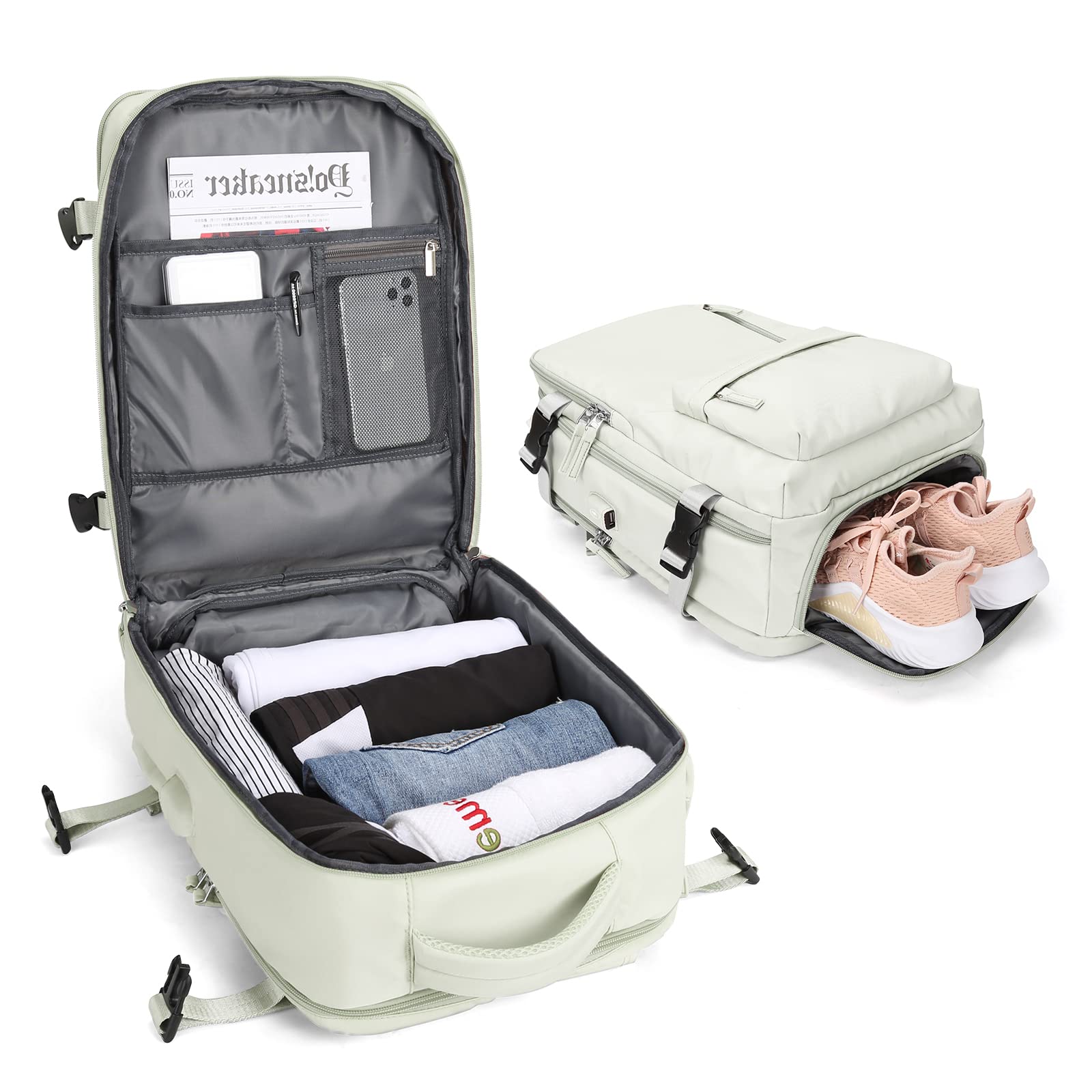 BJLFS Borse da Cabina per Ryanair 40×20×25 Bagaglio a Mano Easyjet 45×36×20 Borsa Zaino da Viaggio, Zaino da trekking,Zaino Casual per laptop da 14 pollici per scuola