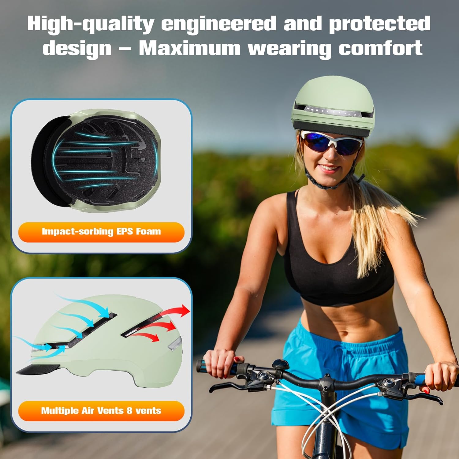 Shinmax Bike Helmet with Turn Signals, NTA Certified up to 45km/h, Bicycle Helmet for Men Women with USB Rechargeable Rear Light, Viser, Cycling Helmet for E-Bike & S-Pedelec,Scooter, Commuter, Adults