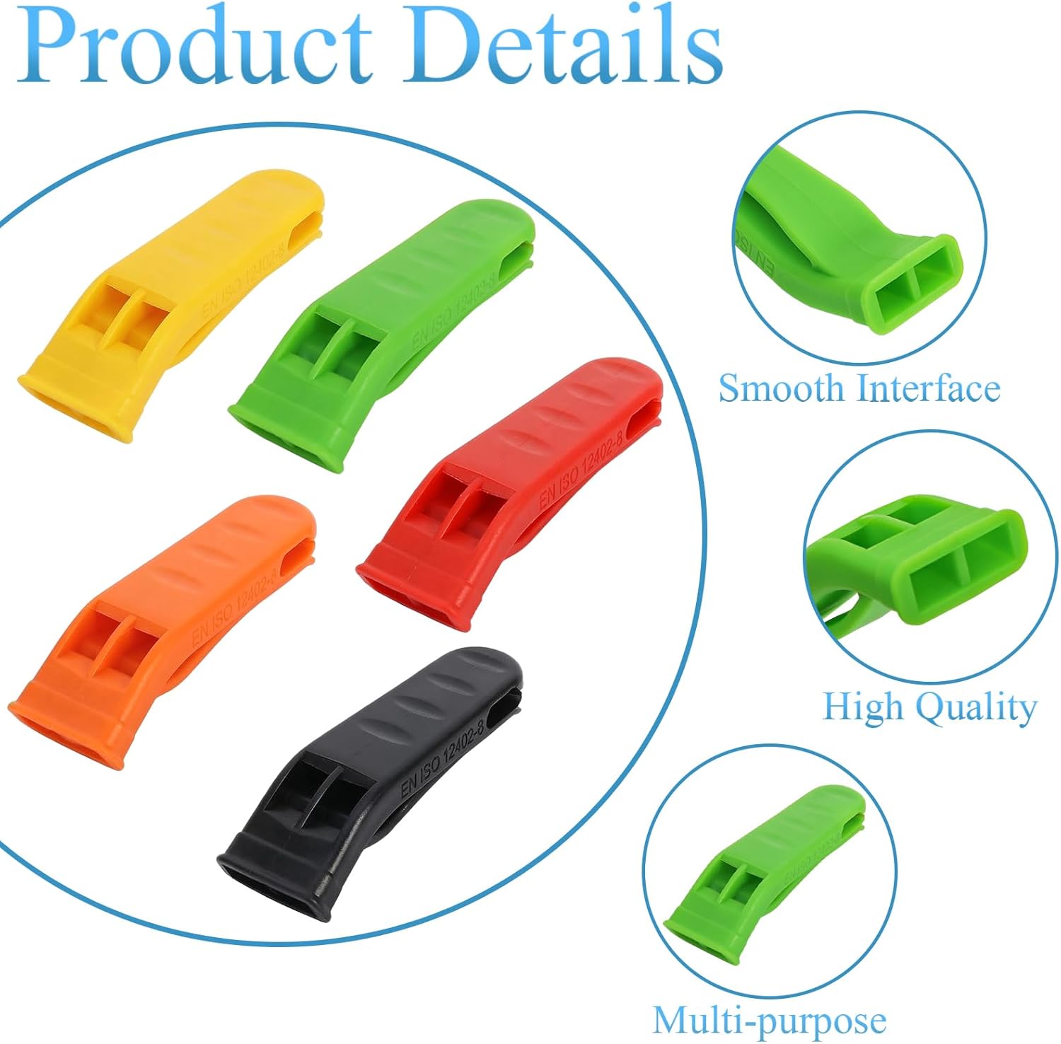 Fasmov 100 Pack Emergency Survival Whistles with Lanyard, Safety Whistles for Camping, Hiking, Boating, Hunting, Rescue Signaling & Outdoor Adventures, Lightweight Durable Design for Adults