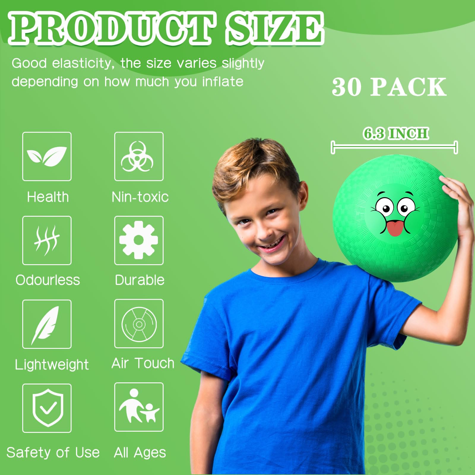 Jerify Dodgeballs-Spielplatzbälle, bunt, Emotions-Handball, Kickball, Hüpfbälle für drinnen und draußen, Spiele, Fitnessstudio, Camping, Picknick, Strand, Schule, 30 Stück