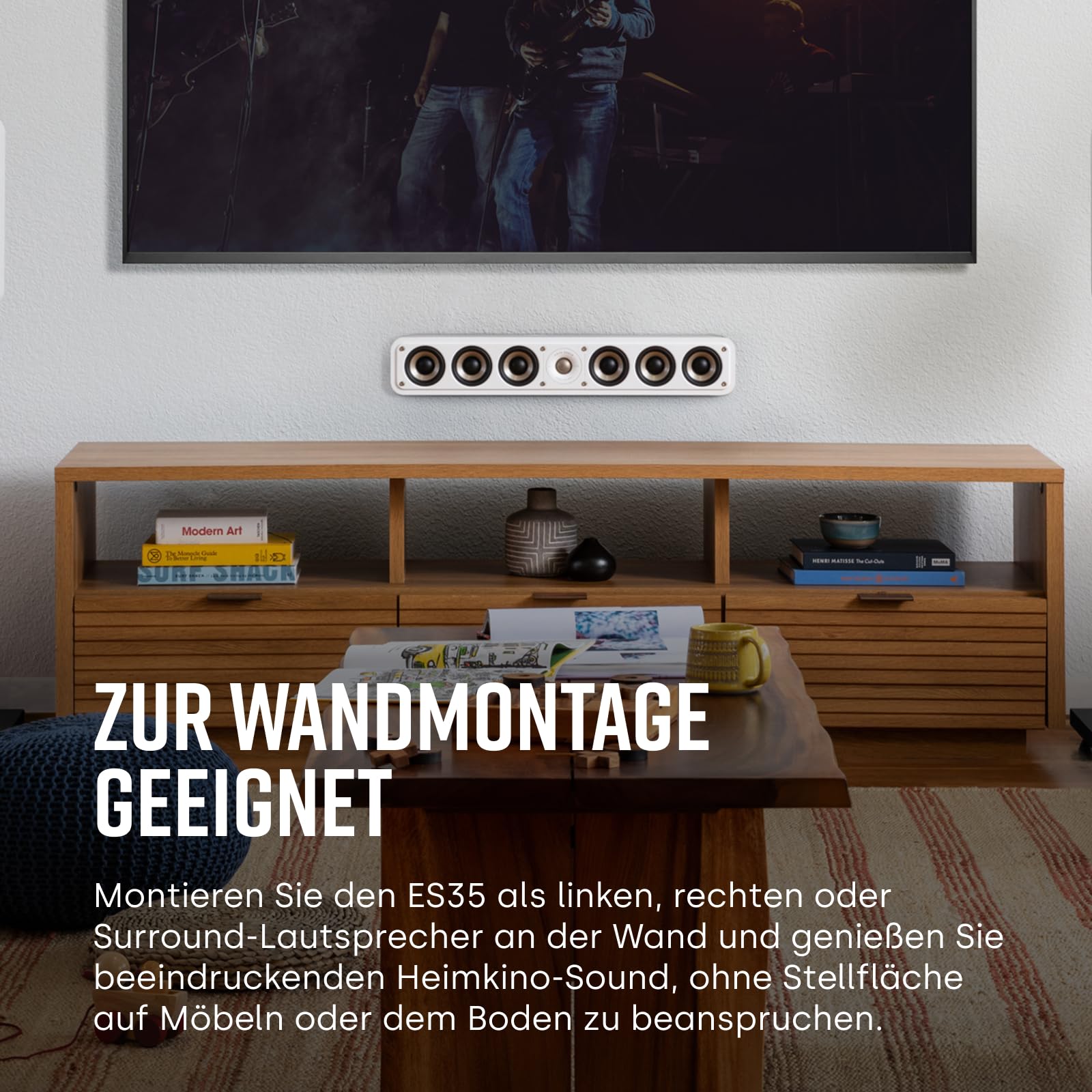 Polk Audio Signature Elite ES35 Centerlautsprecher, schlanker, hochauflösender Center Lautsprecher, Hi-Res Zertifiziert, Dolby Atmos und DTS:X kompatibel (Stück)