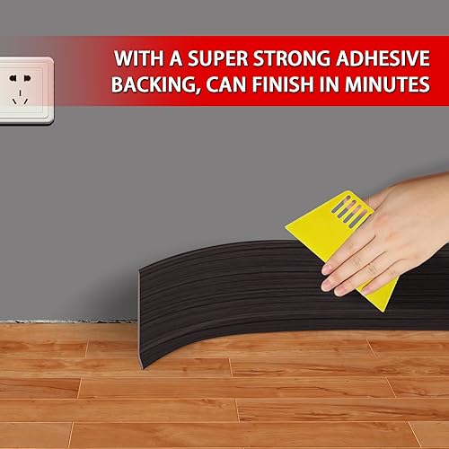 Miniatura 62 de FONUNO - Base de vinilo para pared, moldura de zócalo de 4 pulgadas, flexible, autoadhesiva con diseño para pegar y despegar, 4 pulgadas x 20 pies
