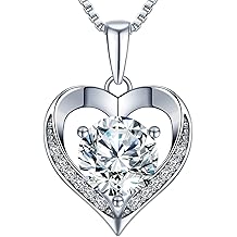 Heart Pendant Necklace Gifts for Wife, Engraved 'I LOVE YOU' Gift for Wife, 1-3 Carat Moissanite Necklace, Anniversary Eternity Jewelry Present for Wife, Birthday Gifts for Women