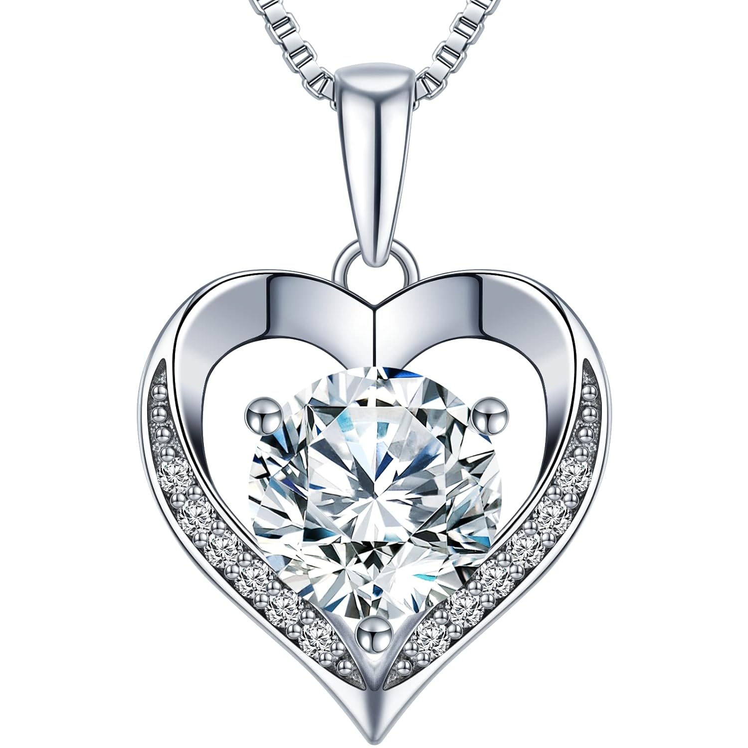 Heart Pendant Necklace Gifts for Wife Engraved I LOVE YOU Gift for Wife 1-3 Carat Moissanite Necklace Anniversary