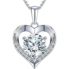 Heart Pendant Necklace Gifts for Wife Engraved I LOVE YOU Gift for Wife 1-3 Carat Moissanite Necklace Anniversary