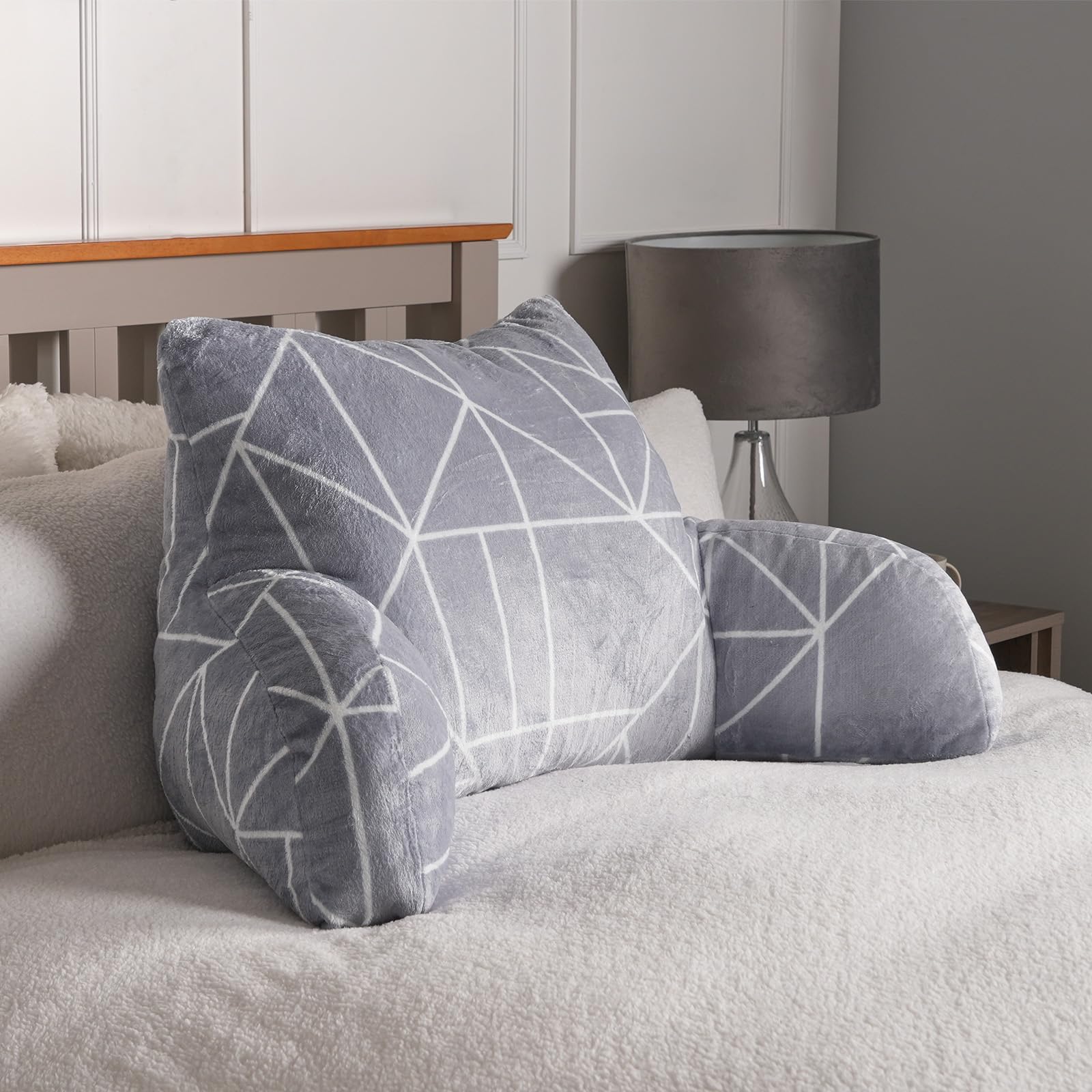 OHS Geometric Reading Cushion Bed Chair Gaming Lumbar Support Plump Filled Pillow from B&Q