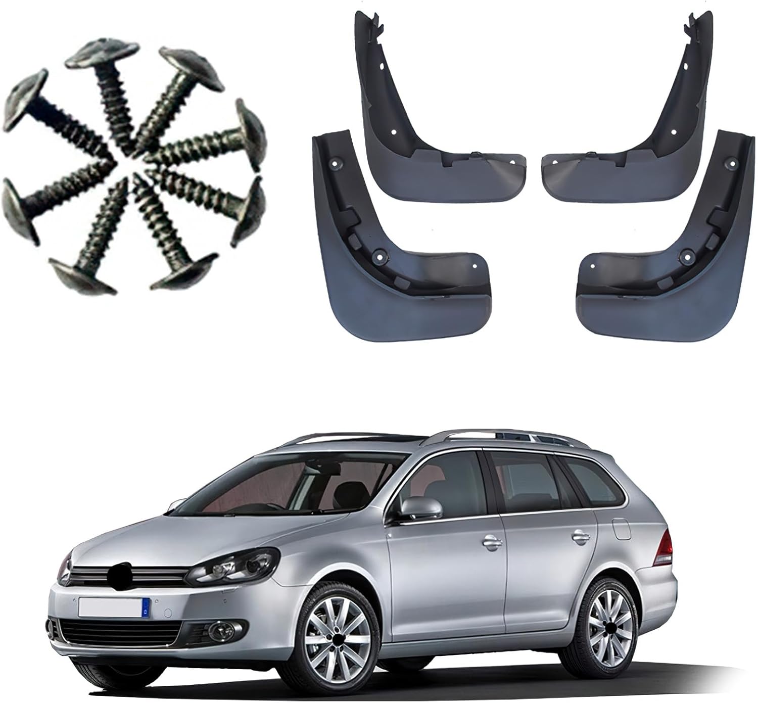 Mud Flaps Splash Guards Fit for Volkswagen Golf6 Wagon(2008-2012),Tire mud Guard,No Drilling Fender Flares,Anti Splash Sewage Mud,Front and Rear Wheel fenders,Vehicle Sediment Protection,4PCS