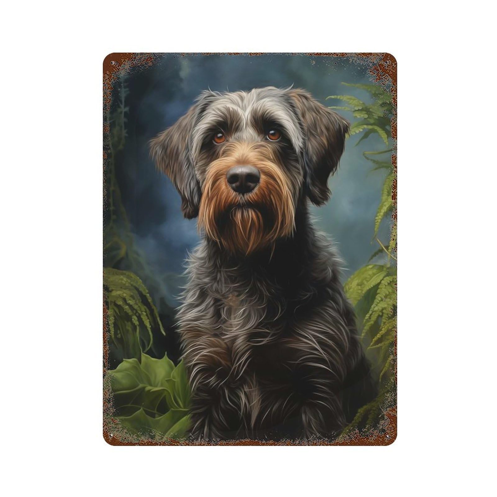 Rust Effect Wirehaired Pointing Griffon Rusty Metal Tin Sign 15.7"x11.8", Rustic Home Decor for Bistro, Counter And Cafe Decor