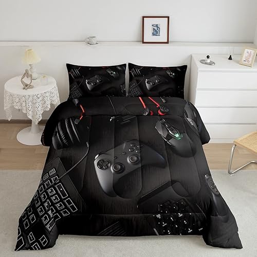 Edredón moderno con estampado de consola de videojuegos, juego de ropa de cama para niños y jóvenes, juego de ropa de cama de videojuegos con