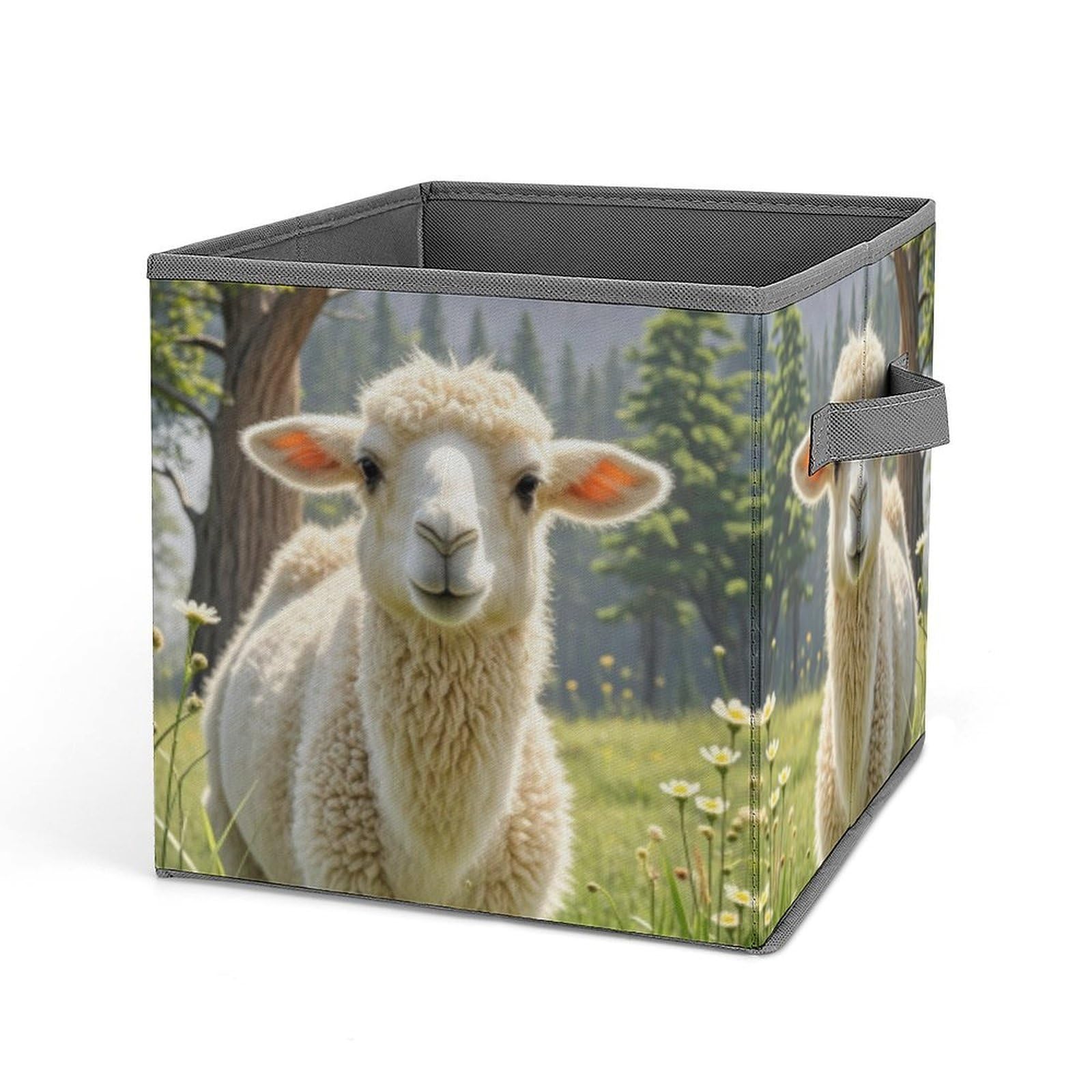 FekiLoot Llama Alpaca Folding Storage Bins with Handles Large Fabric Storage Cube Storage Organizer Heavy Duty Closet Organizer Sturdy Collapsible Bin Foldable Baskets