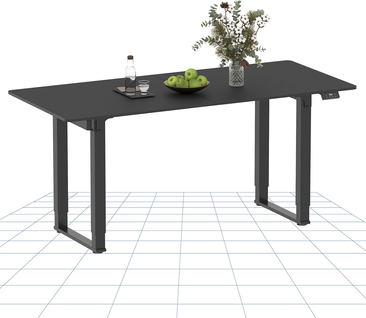 FLEXISPOT 4 Legs Dual Motors Electric Standing Desk 140 * 70cm Height Adjustable Sit Stand Home Office Workstation with Memory Smart Panel, Splice Board, Black