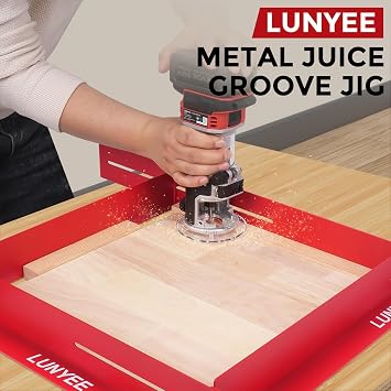 LUNYEE Juice Groove Jig Adjustable Metal Router Jig with Quick-Adjust Design for Cutting Board Juice Grooves, Heavy-Duty Steel Rails, Fits 14x8 to 29x22 Boards