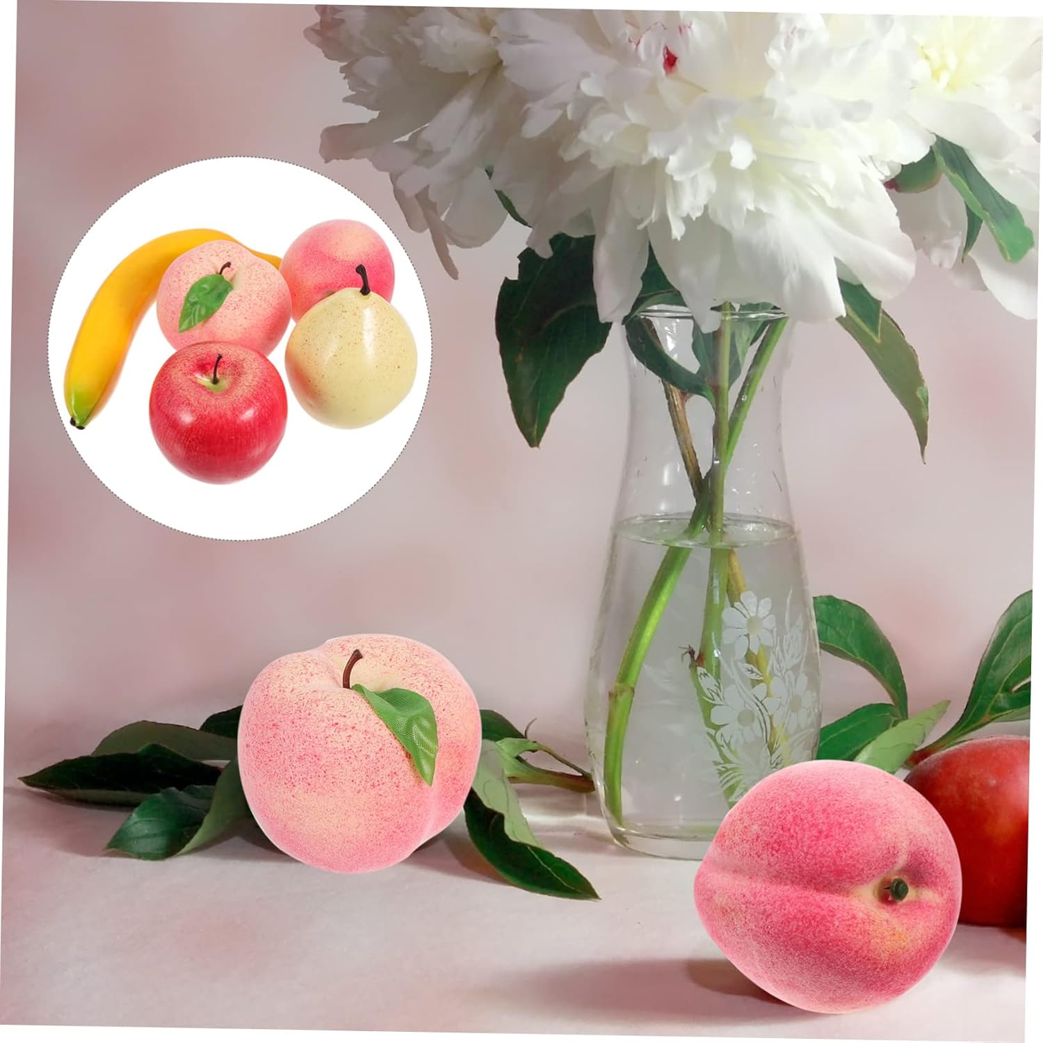 20pcs Lifelike Artificial Fruits for Play Decoration Realistic Fruit Models for Teaching Photo Props Boys and Girls Includes Pear Banana