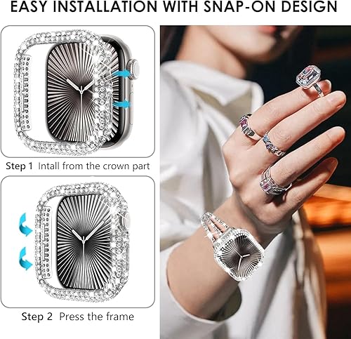 Vista 27 de WINGLE Paquete de 10 fundas protectoras de pantalla para Apple Watch de 1.575 pulgadas SE 3/2/1 Series 6 5 4 con vidrio templado, carcasas Paquete