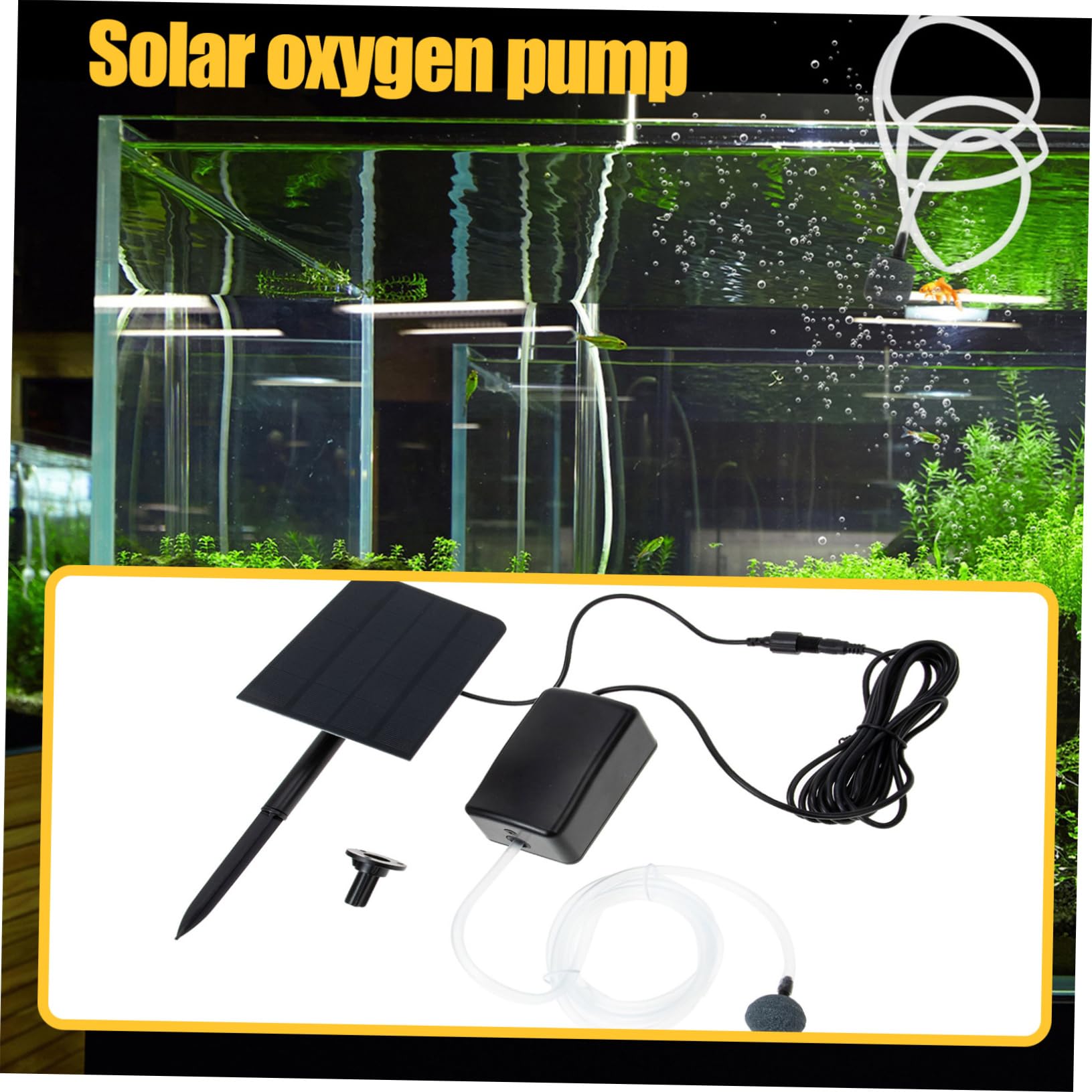 HEMOTON 2 Sätze Sauerstoffpumpe Besonderheit tragbar Aquarium Solarpumpe Teichpumpen tauchfähig im Freien Fischluftpumpe Solarteichbelüfter Solar schwimmender Teichbelüfter Abs Schwarz