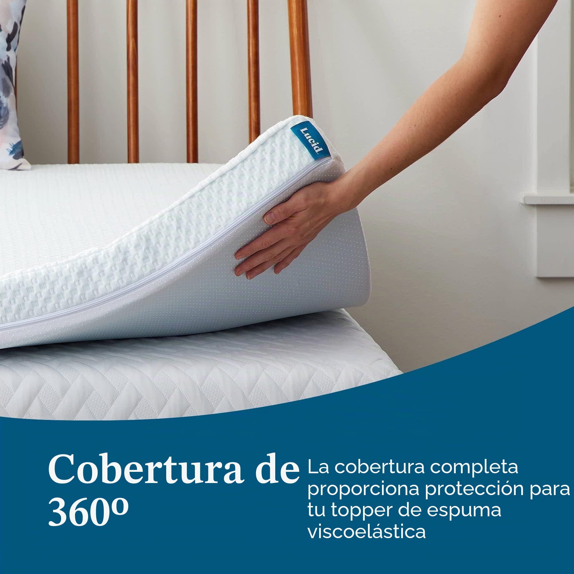 Lucid Funda de colchón, Suave y Transpirable, Lavable a máquina, Antideslizante (cubrecolchón no Incluido), tamaño King (150 x 200 cm), 5 cm