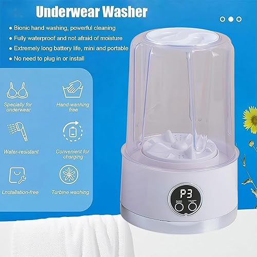 Miniatura 2 de Lavadora inalámbrica, mini lavadora portátil recargable para ropa interior, lavadora de ropa interior portátil, máquina de lavandería pequeña