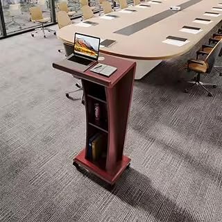 Podium Wood Stand- Standing Desk for Speakers with Storage Shelf Used as Wooden Standing Shelf for Church, Classroom, Office, Restaurants(Reddish Brown)