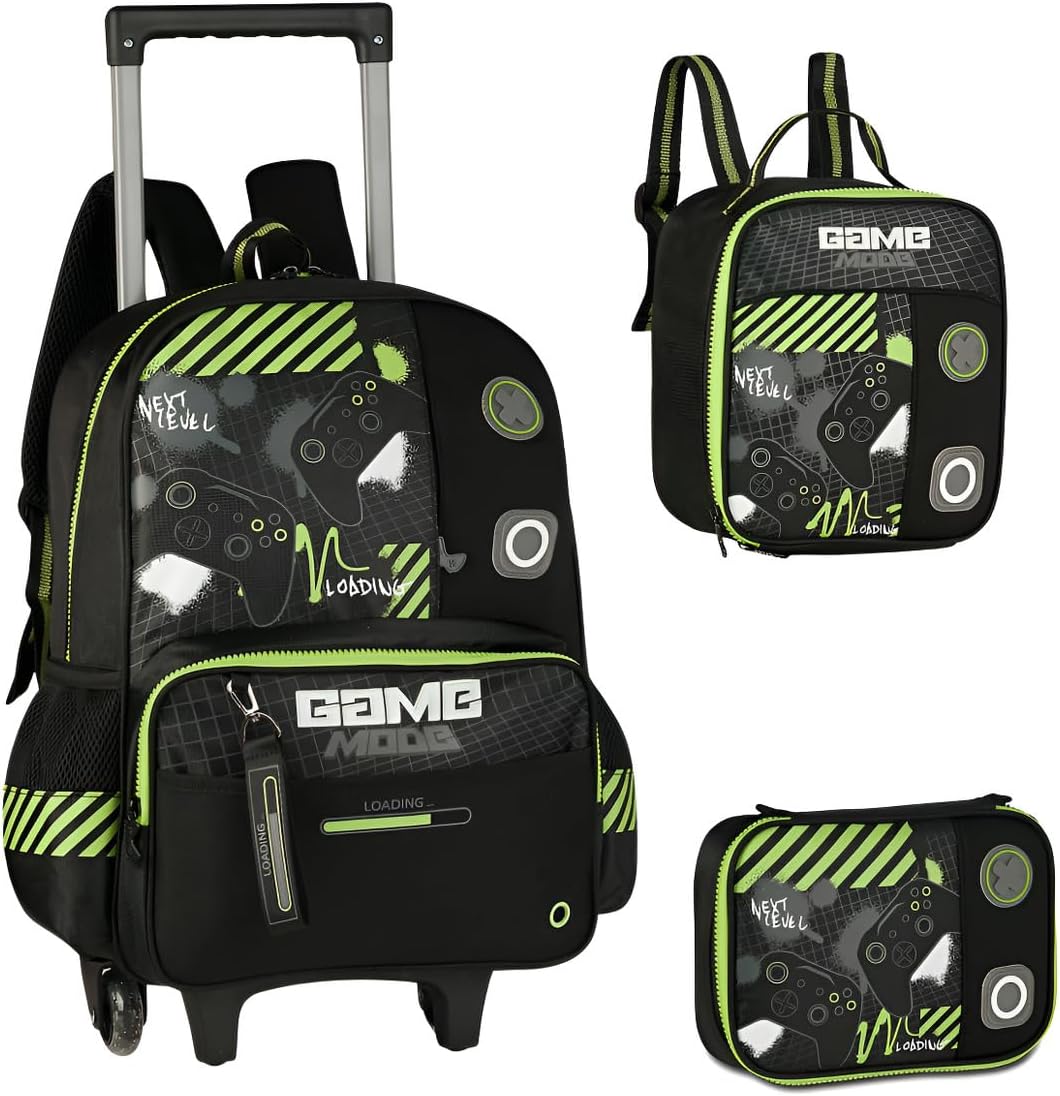 Kit Mochila Escolar Carrinho Gamer Com Lancheira Estojo Box Video Game Clio Style